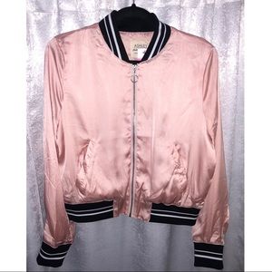 Light Pink Satin Bomber Jacket